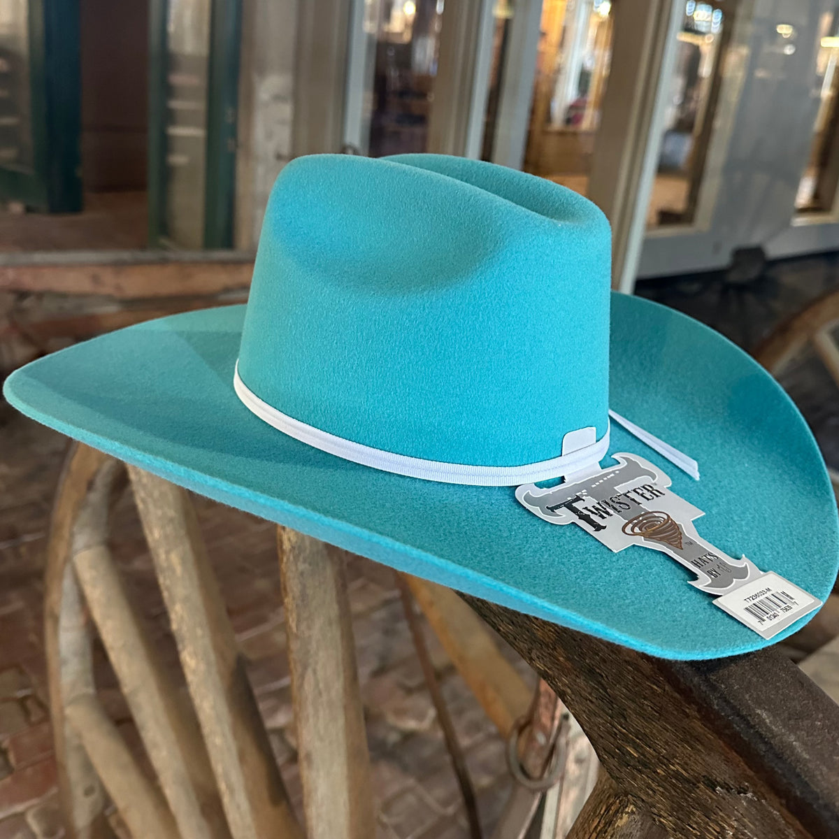 6576 Women\'s Cowboy Hat- Felt W/turquoise Chainlink Trim ?Teal Cattleman Felt Cowgirl Hat ? Sparkle Ridge? main image 3