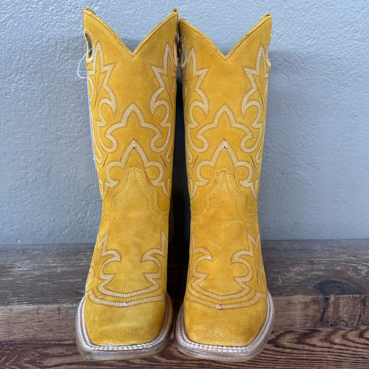 Corral Embroidered Leather Boot Yellow Square Toe T0184