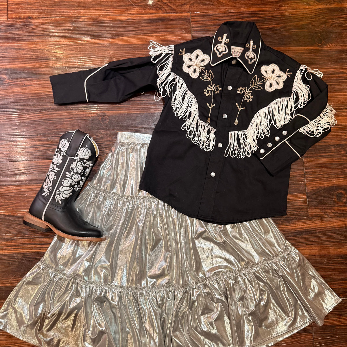 Kids Western Shirts - Rockmount Kids Fringe Black Western Shirt