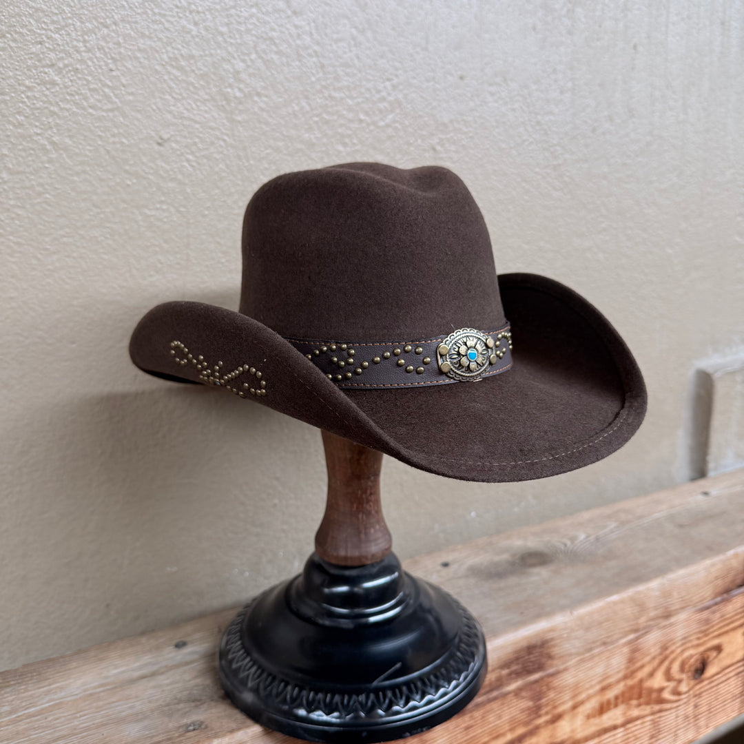 Bullhide More Than Friends Wool Felt Blend Western Cowgirl Hat Chocolate Sz S Bullhide OUTLAW TROUBLE Chocolate Wool Felt Cowboy Hat 3 3/8  main image 3