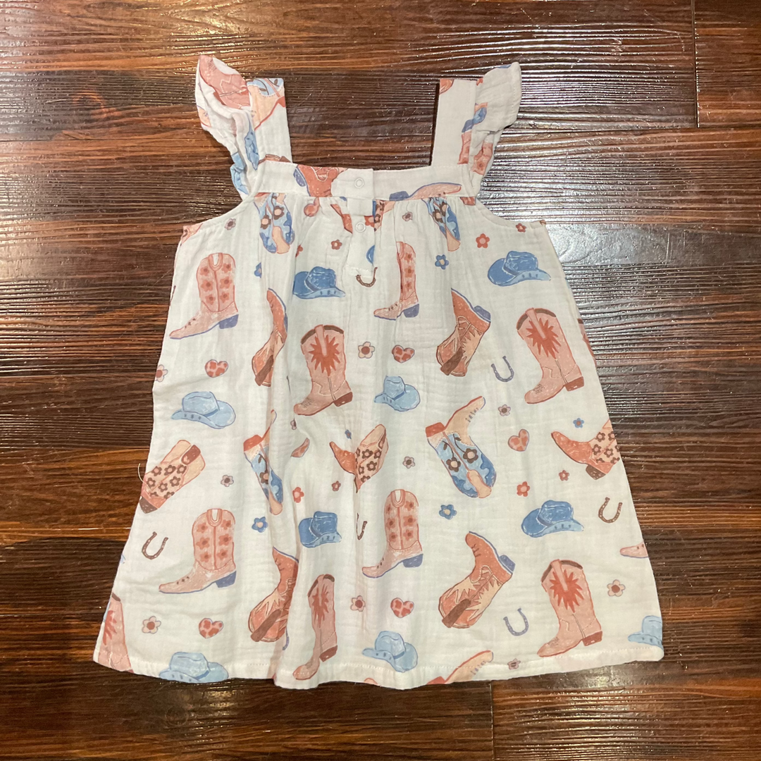 Pink Cowboy Boots Sundress & Diaper  texasgoldminors