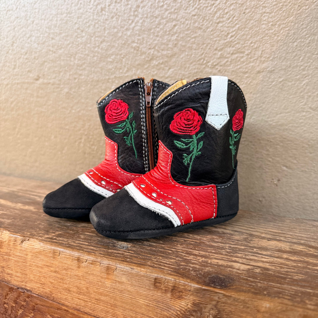 Shea Baby Boot Ruby Rose red black white infant boot – texasgoldminors - Main Image