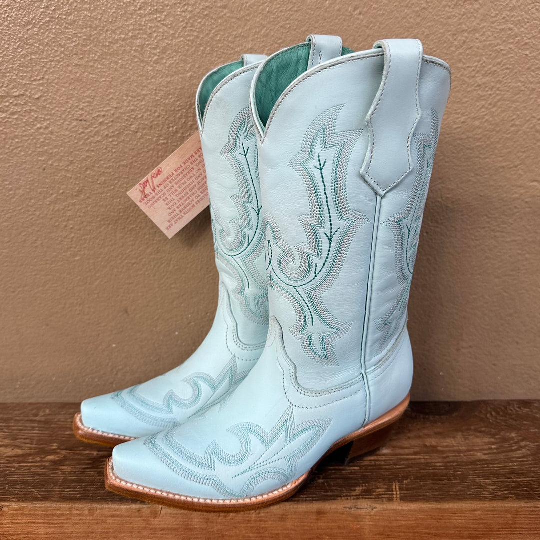 Corral Embroidered Leather Boot Snip Toe Blue T0174