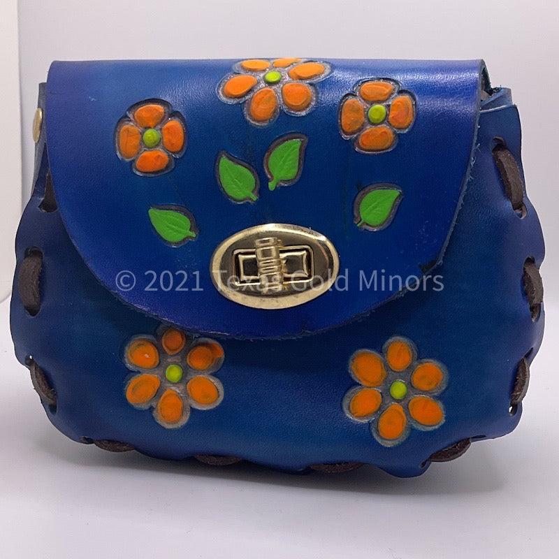 Blue Flower Leather Purse Large 22602 – texasgoldminors